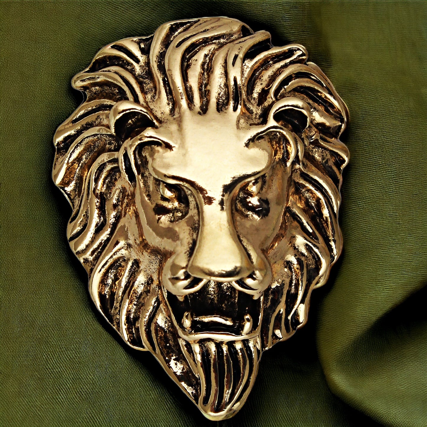 LUCKY JEWELLERY Designer Antique Gold Oxidised Plating Lion Jaguar Face Shaped Brooch/Lapel Pin for Men &  Women (100-CHOO-1175)