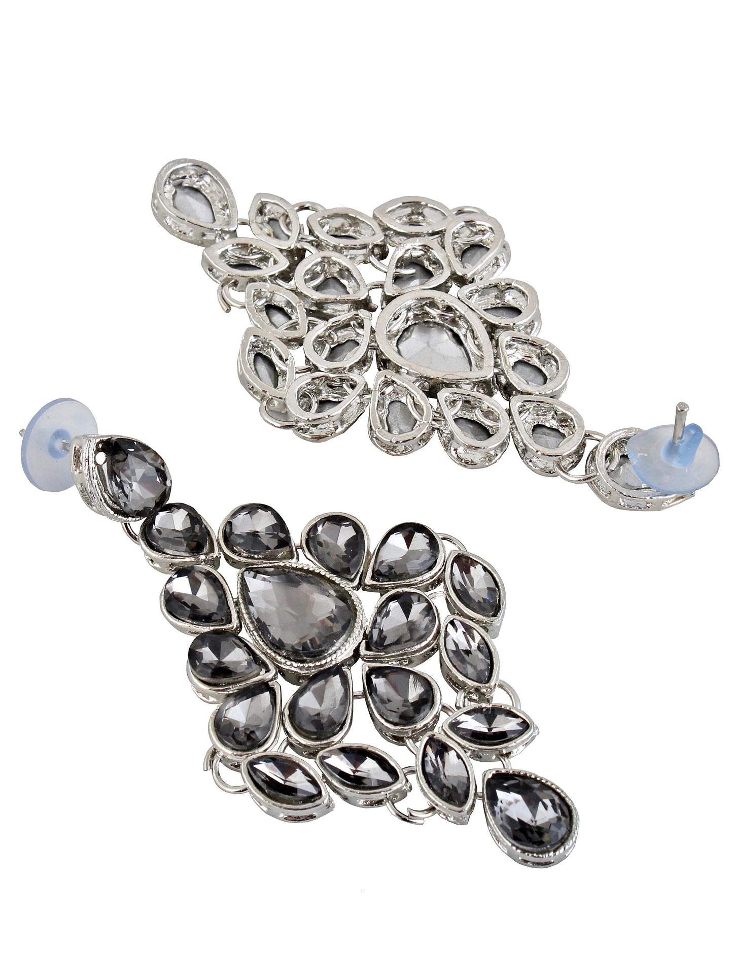 Platinum Plated Silver Polish Stone Mini Bridal Choker Set for Women & Girls