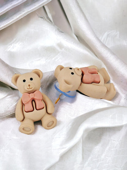 Trendy Teddy Bear Pendant Chain With Earrings