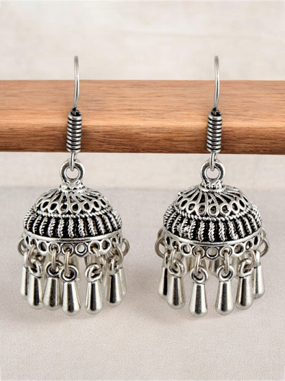 Oxidised Silver Jhumki Earrings For Girls & Women