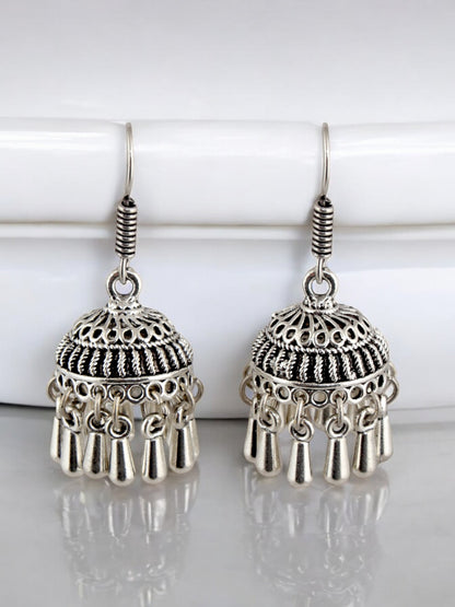 Oxidised Silver Jhumki Earrings For Girls & Women