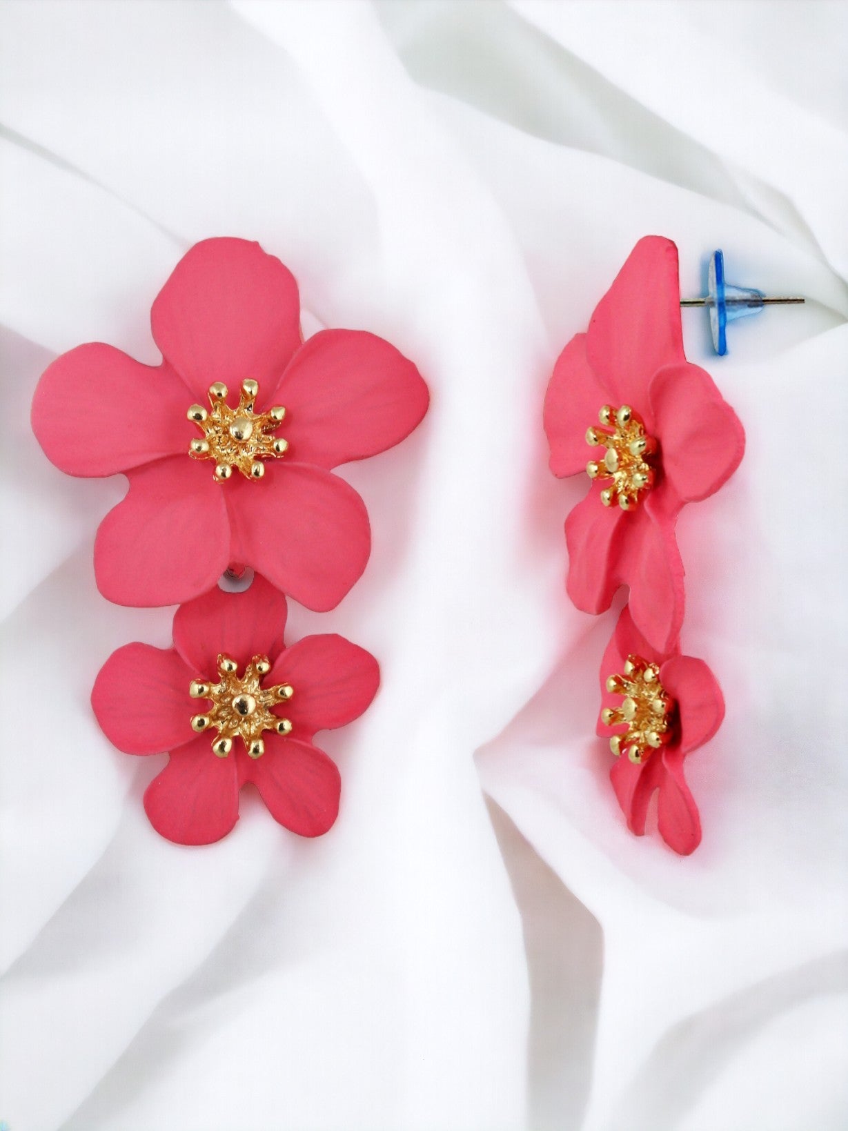 Double Flower Dangle Earrings For Girls & Women