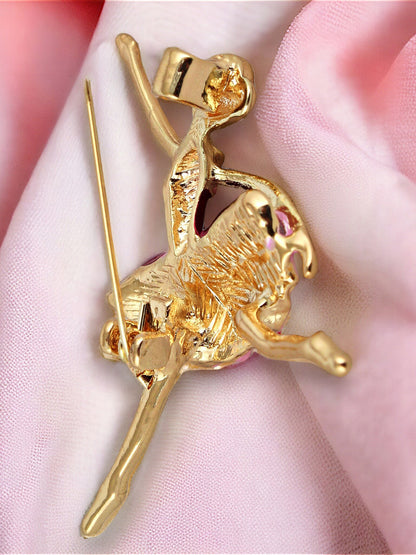 LUCKY JEWELLERY Designer Gold Plating Magenta and Pink Color Meenakari Enamel Dancing Doll Unisex Brooch Pin For Women/Girls/Men (150-CHOM1-1181)