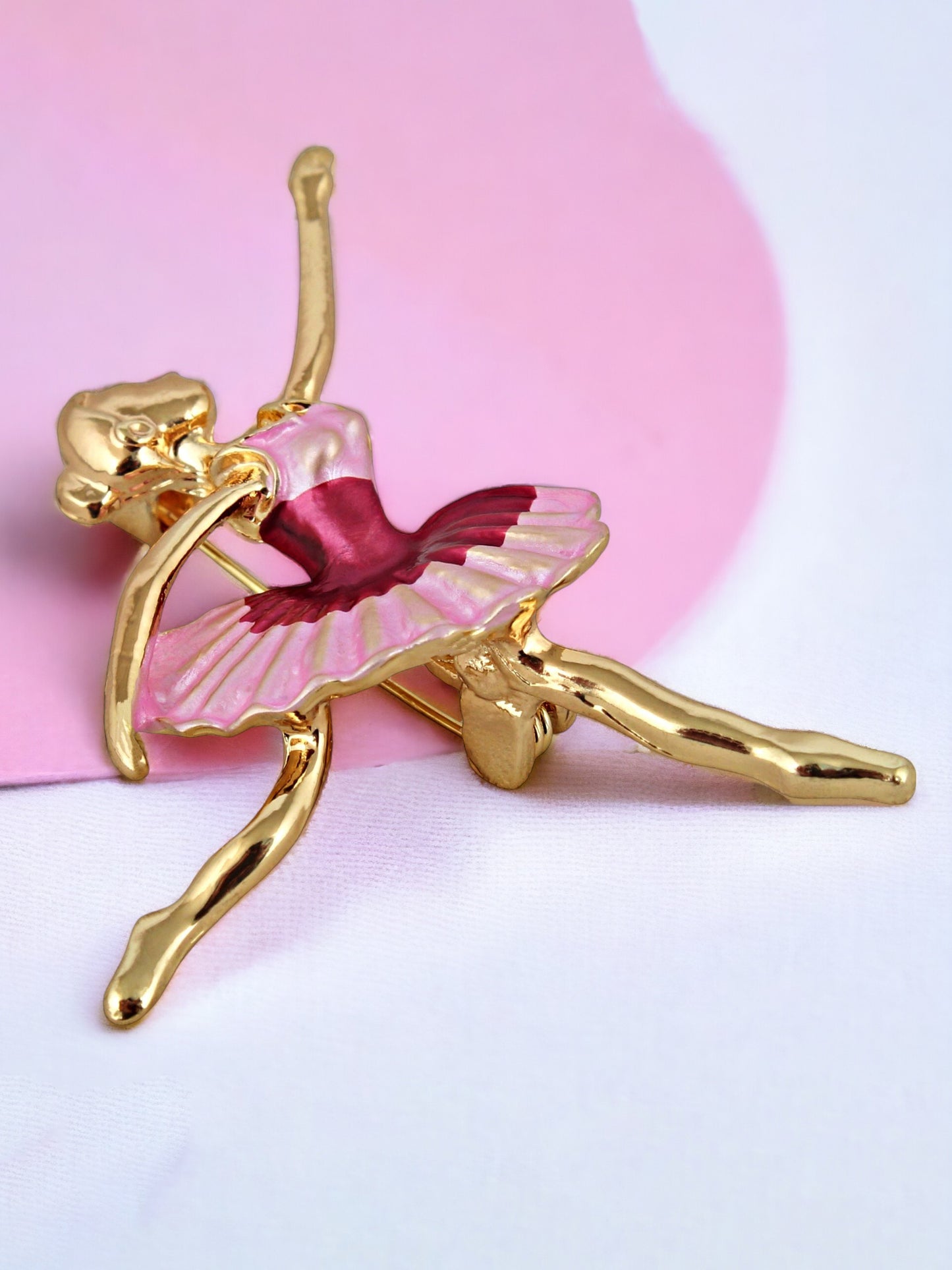 LUCKY JEWELLERY Designer Gold Plating Magenta and Pink Color Meenakari Enamel Dancing Doll Unisex Brooch Pin For Women/Girls/Men (150-CHOM1-1181)