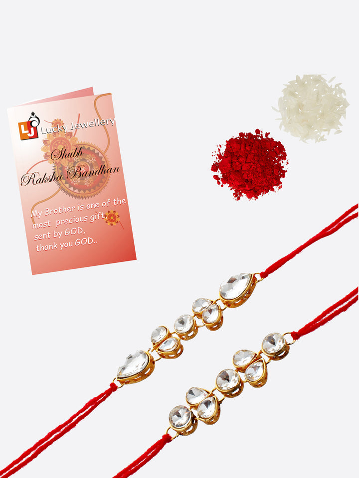 Designer Gold Plated Stone Rakhi Pack of 2