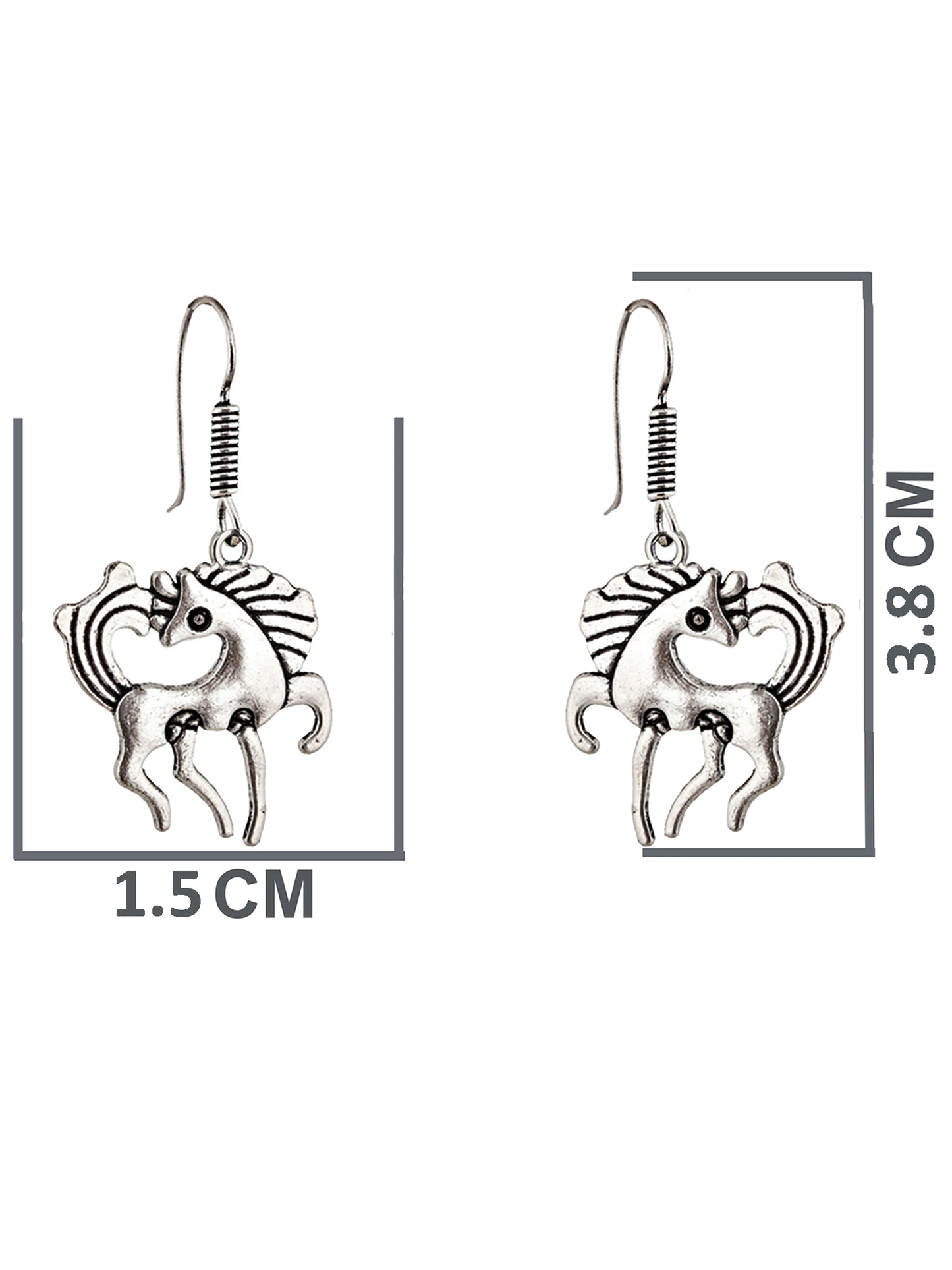 Oxidised Silver Unicorn Design Earring