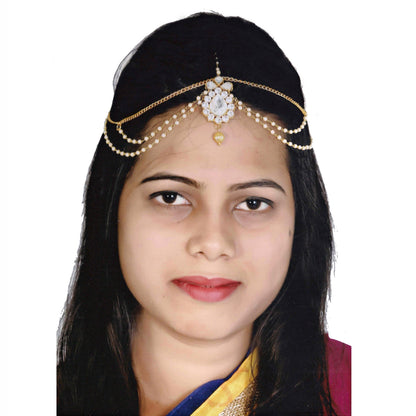 Designer Gold-Plated Maang Tikka and Pearl Matha Patti for Women and Girls