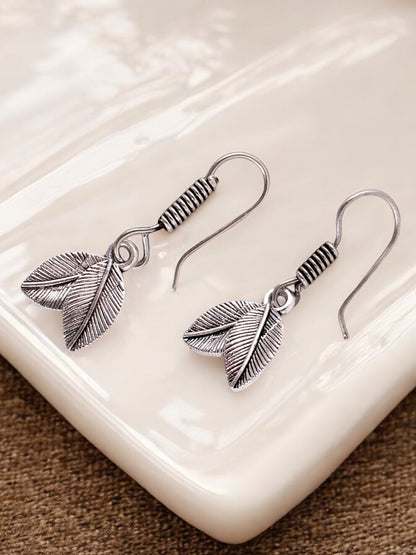 Oxidised Silver Leaves Design Earring