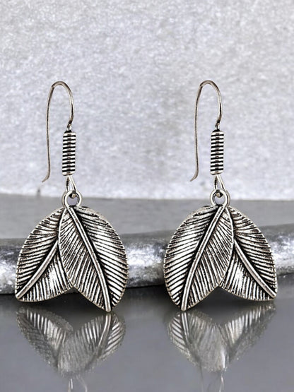 Oxidised Silver Leaves Design Earring