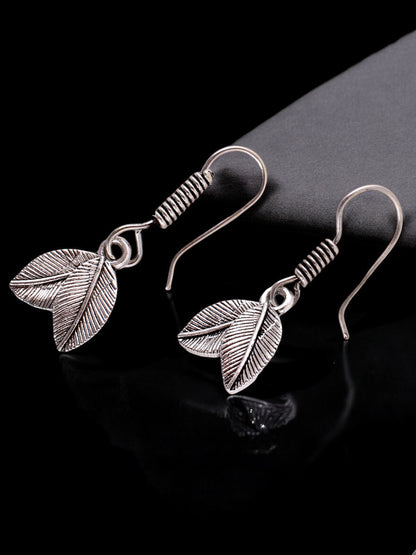 Oxidised Silver Leaves Design Earring