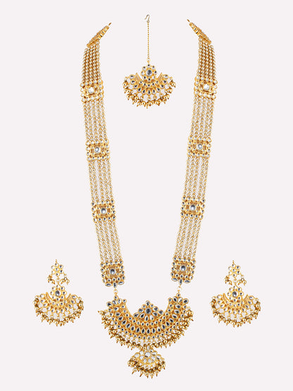 Pearl with Kundan Long Necklace Set For Women & Girls