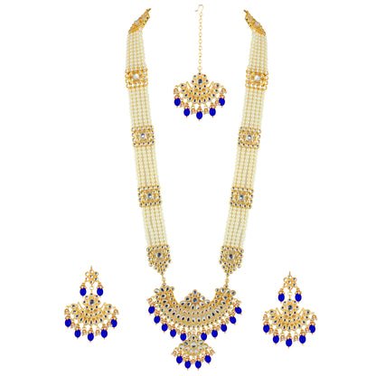 Pearl with Kundan Long Necklace Set For Women & Girls