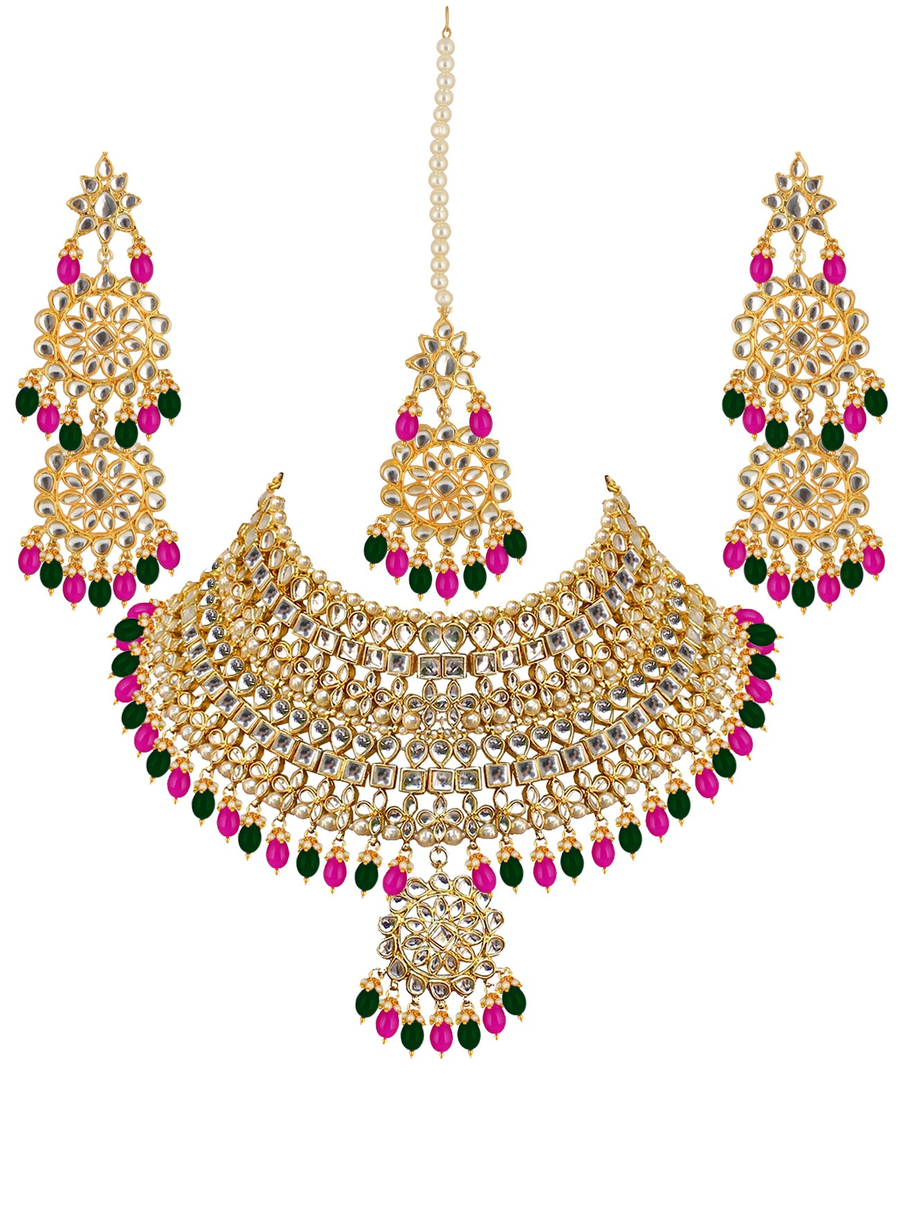 Kundan Choker Bridal Necklace Set For Women & Girls