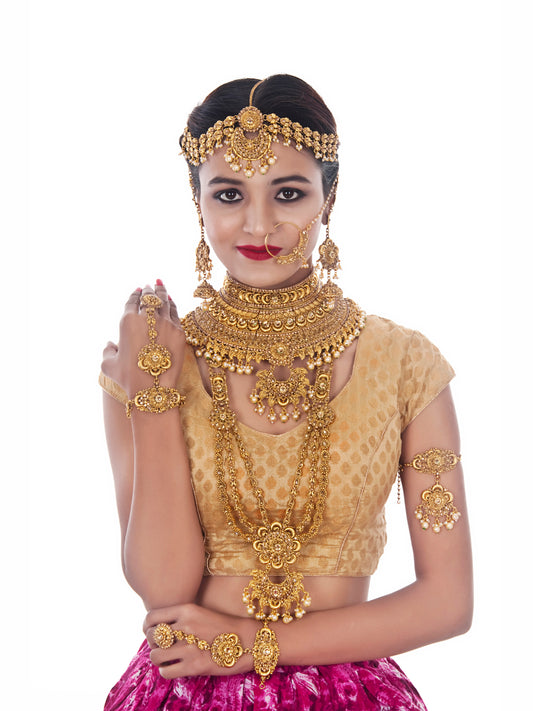 Traditional Gold Plated Stone Bridal Set