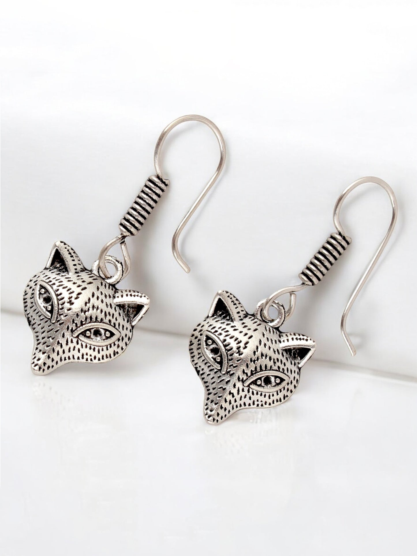 Oxidised Silver Fox Design Earring | Stylish Trendy Earing