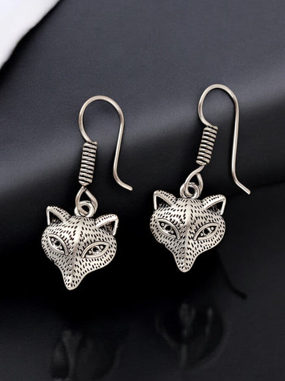 Oxidised Silver Fox Design Earring | Stylish Trendy Earing