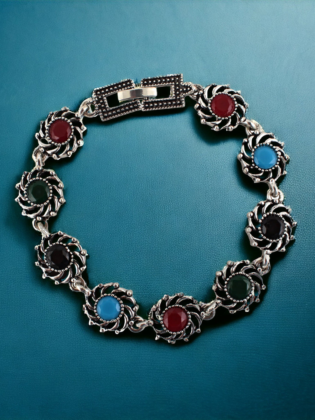 Designer Silver Oxidised Bracelet For Unisex
