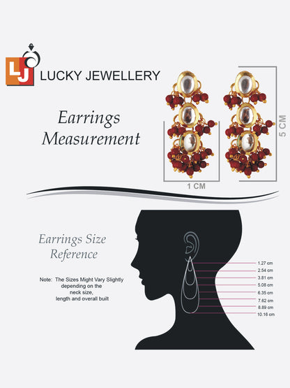 Traditional Back Meenkari Gold Plated uncut kundan Maroon Earrings