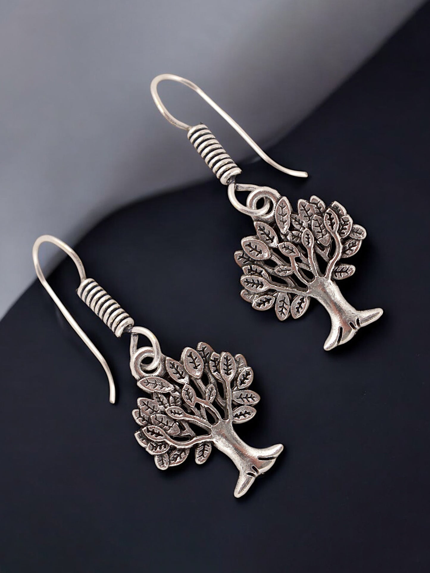 Oxidised Silver Tree Design Earring | Stylish Trendy Earing