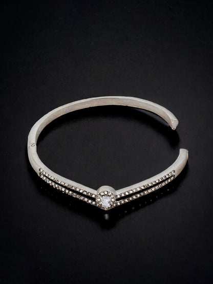 Stylish Silver Plating Rhinestones Bangle Bracelet for Women & Girls