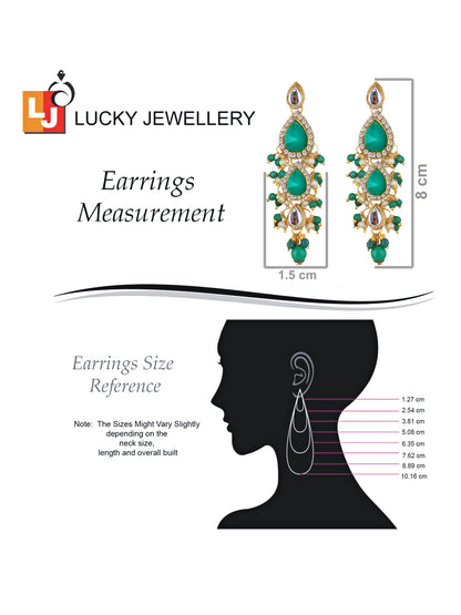 Traditional Gold Plated Kundan Stone Light Green Earrings for Girls & Women