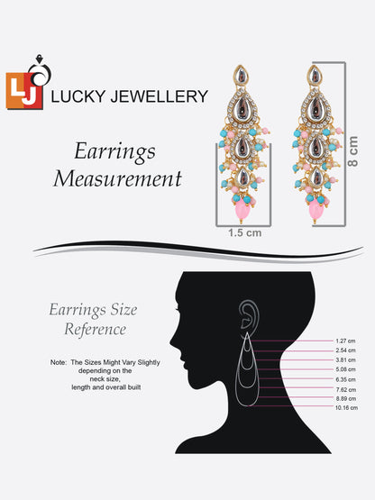 Traditional Gold Plated Kundan Stone Pink Firoji Earrings for Girls & Women