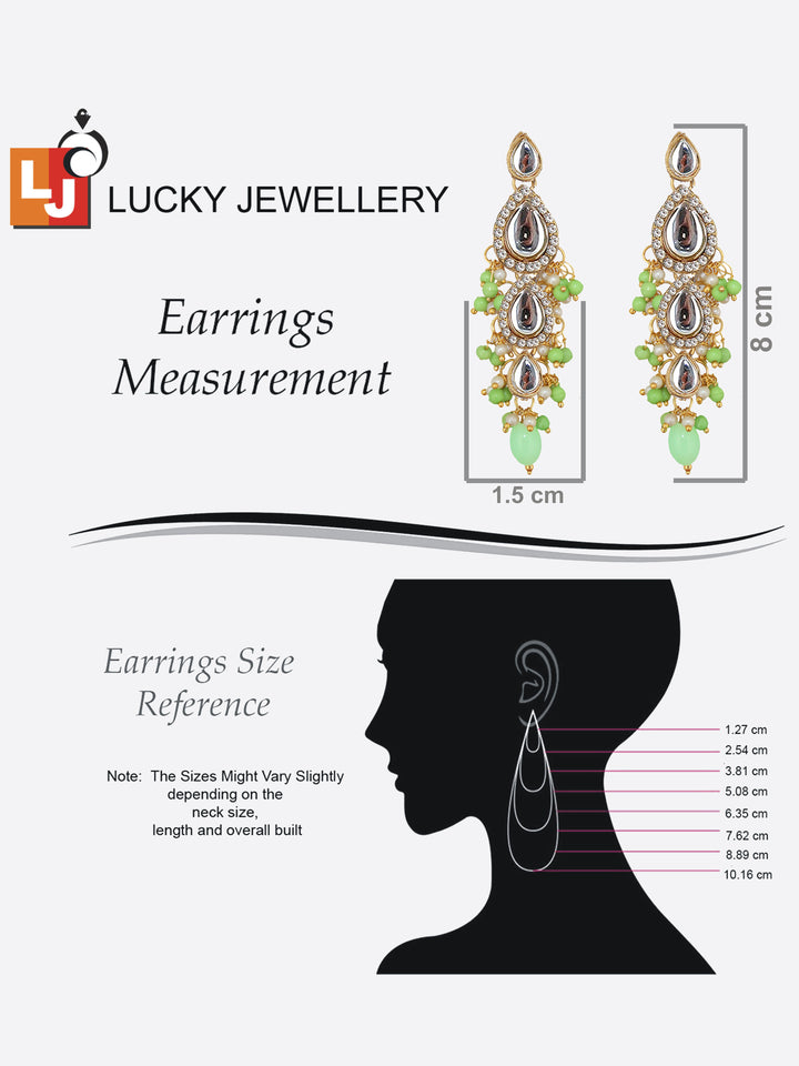 Traditional Gold Plated Kundan Stone Parrot Green Earrings for Girls & Women
