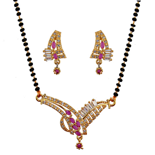 American Diamond (AD) Mangalsutra with Earring for Girls and Women