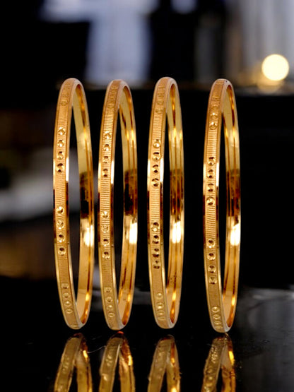 18k One Gram Gold Plated Traditional Designer Pack of 4 Bangle Set For Women