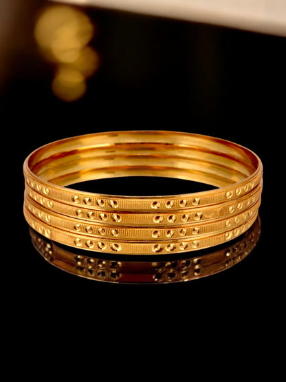 18k One Gram Gold Plated Traditional Designer Pack of 4 Bangle Set For Women