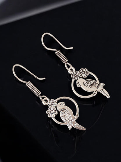 Oxidised Silver Parrot Design Earring | Stylish Trendy Earing