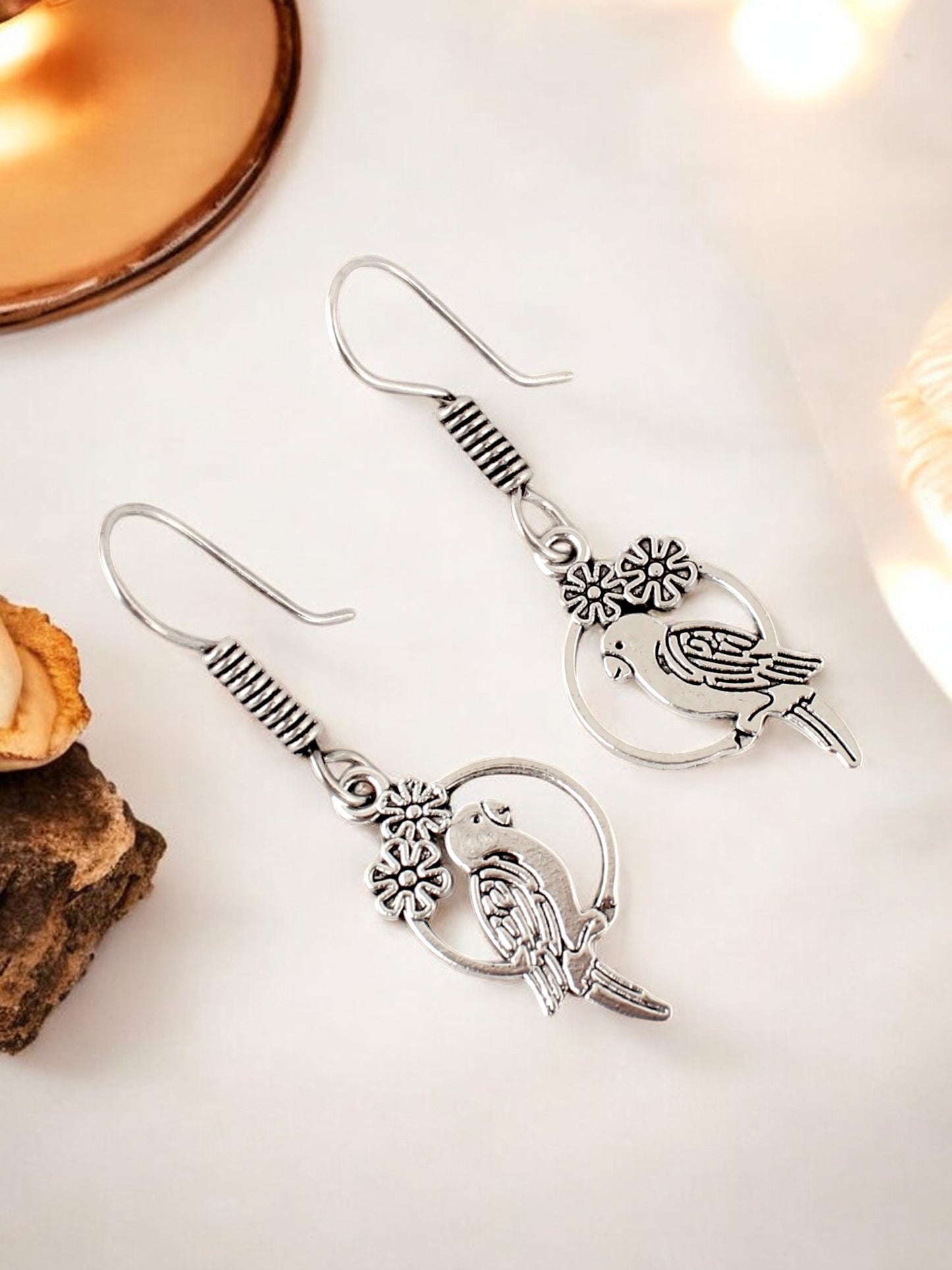 Oxidised Silver Parrot Design Earring | Stylish Trendy Earing