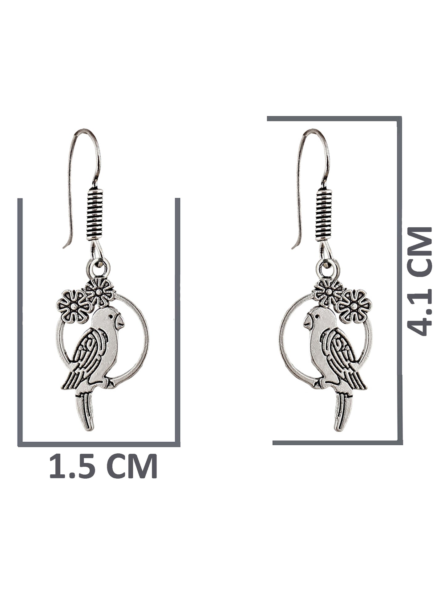 Oxidised Silver Parrot Design Earring | Stylish Trendy Earing