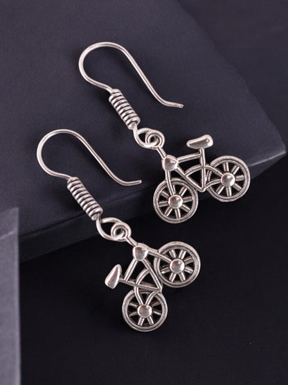 Oxidised Silver Cycle Design Earring | Stylish Trendy Earing