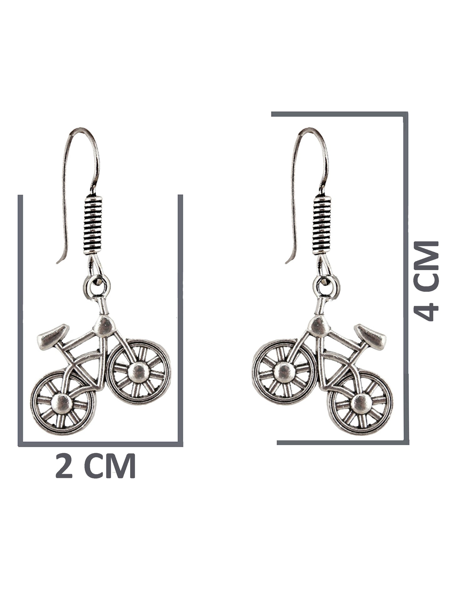 Oxidised Silver Cycle Design Earring | Stylish Trendy Earing