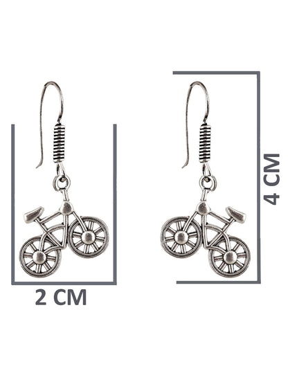 Oxidised Silver Cycle Design Earring | Stylish Trendy Earing