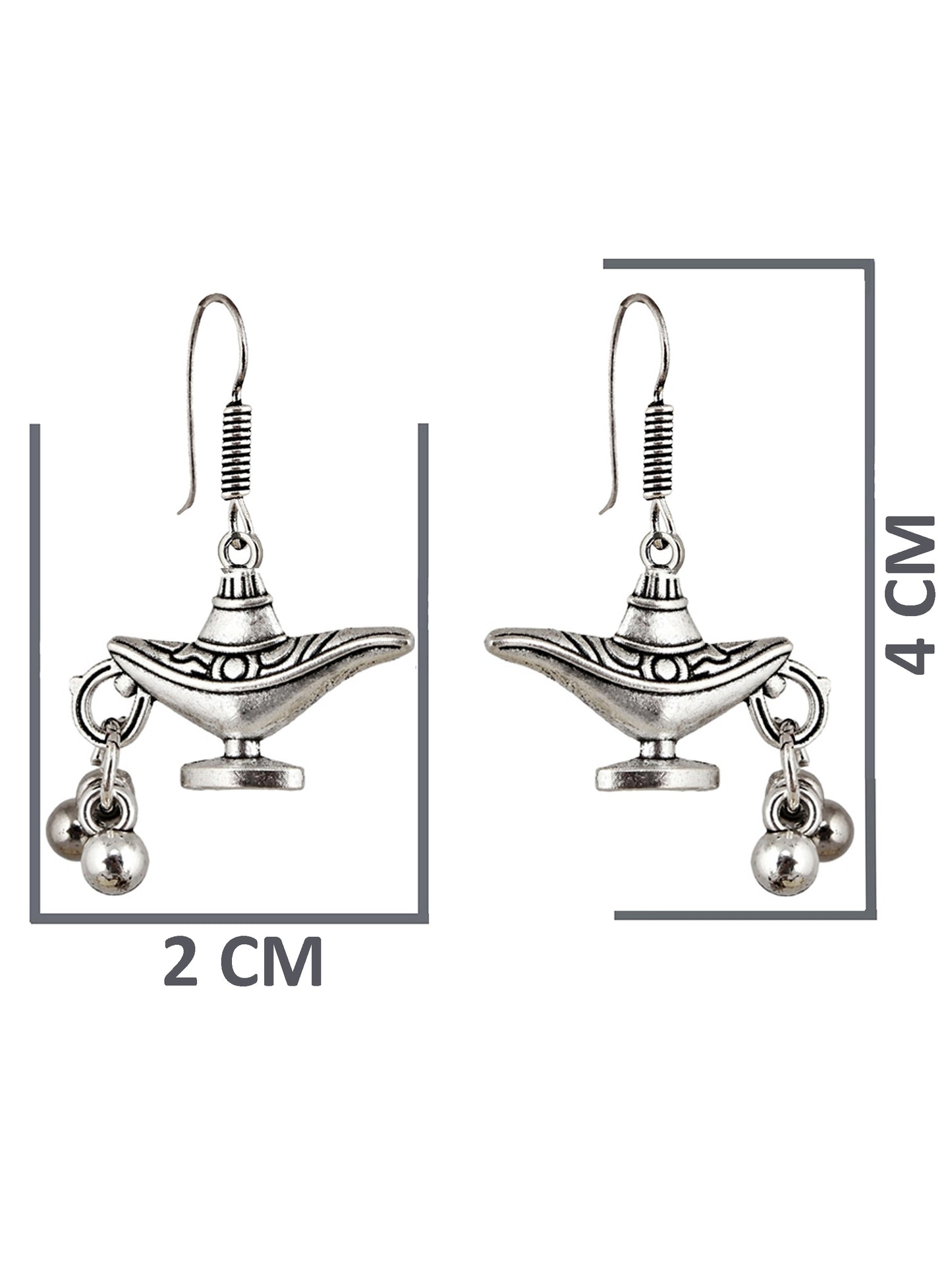 Oxidised Silver Aladdin Chirag Design Earring | Stylish Trendy Earing