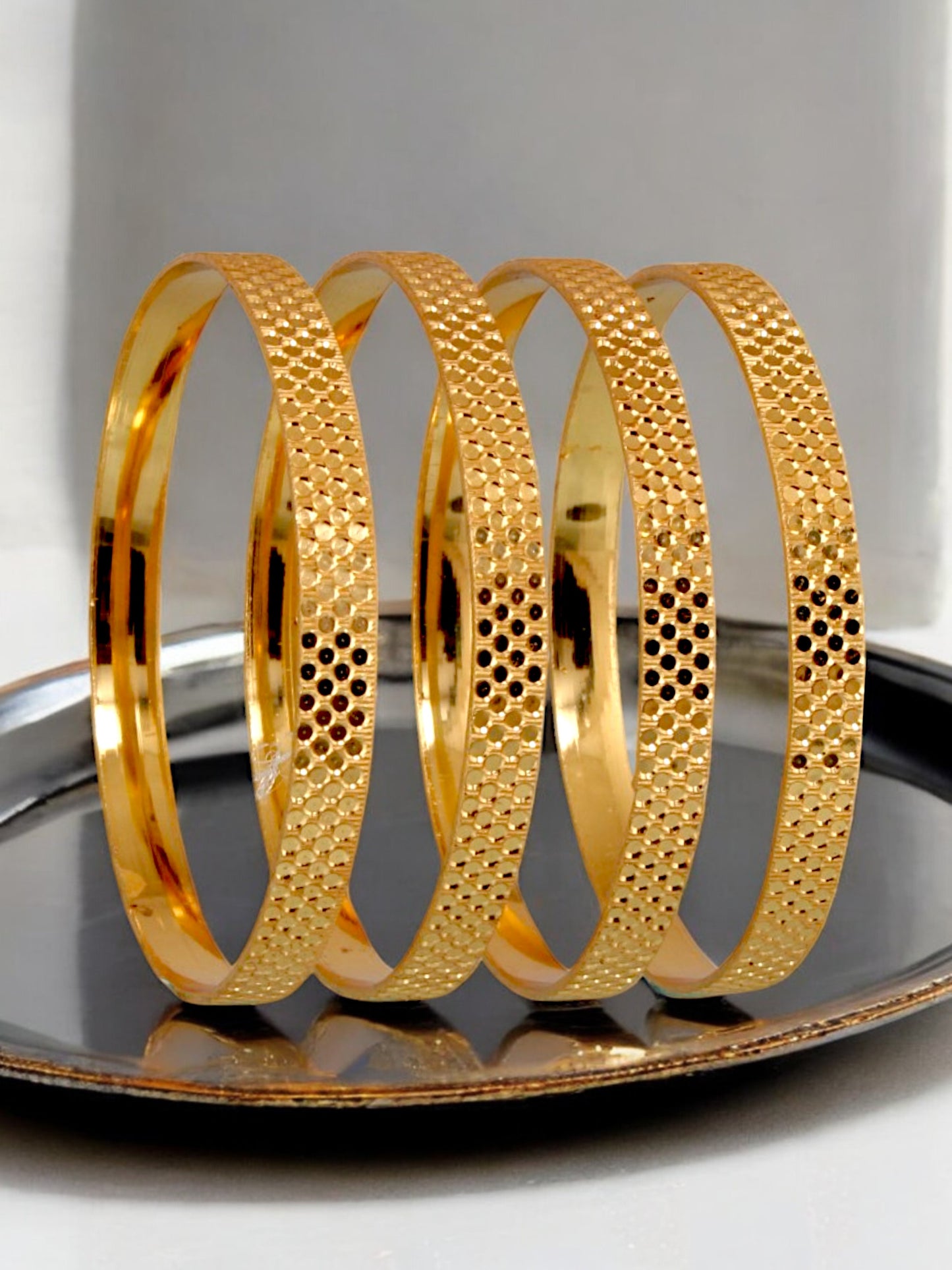 18k One Gram Gold Plated Traditional Designer Pack of 4 Bangle Set For Women