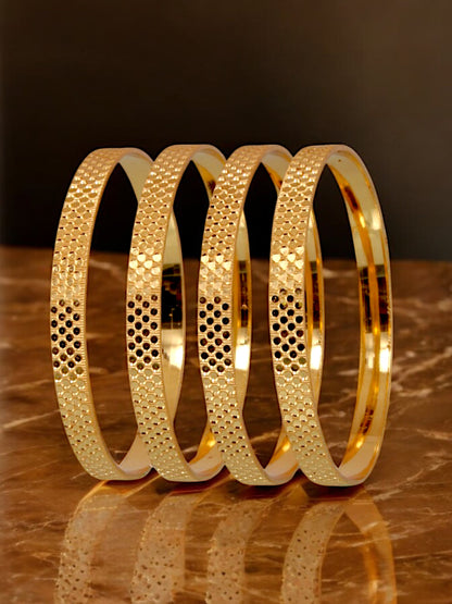 18k One Gram Gold Plated Traditional Designer Pack of 4 Bangle Set For Women