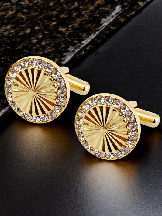 18k Gold Plated Sleeve Button Formal Cuff Shirt Button Blazer Cufflinks for Men