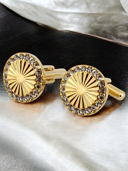 18k Gold Plated Sleeve Button Formal Cuff Shirt Button Blazer Cufflinks for Men