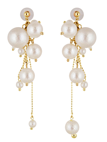 Pearl Chain Fringe Dangle Earrings For Girls & Women