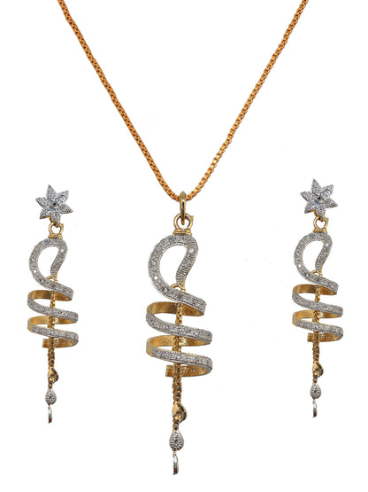 Spiral Shape Pendant with Earring and Chain