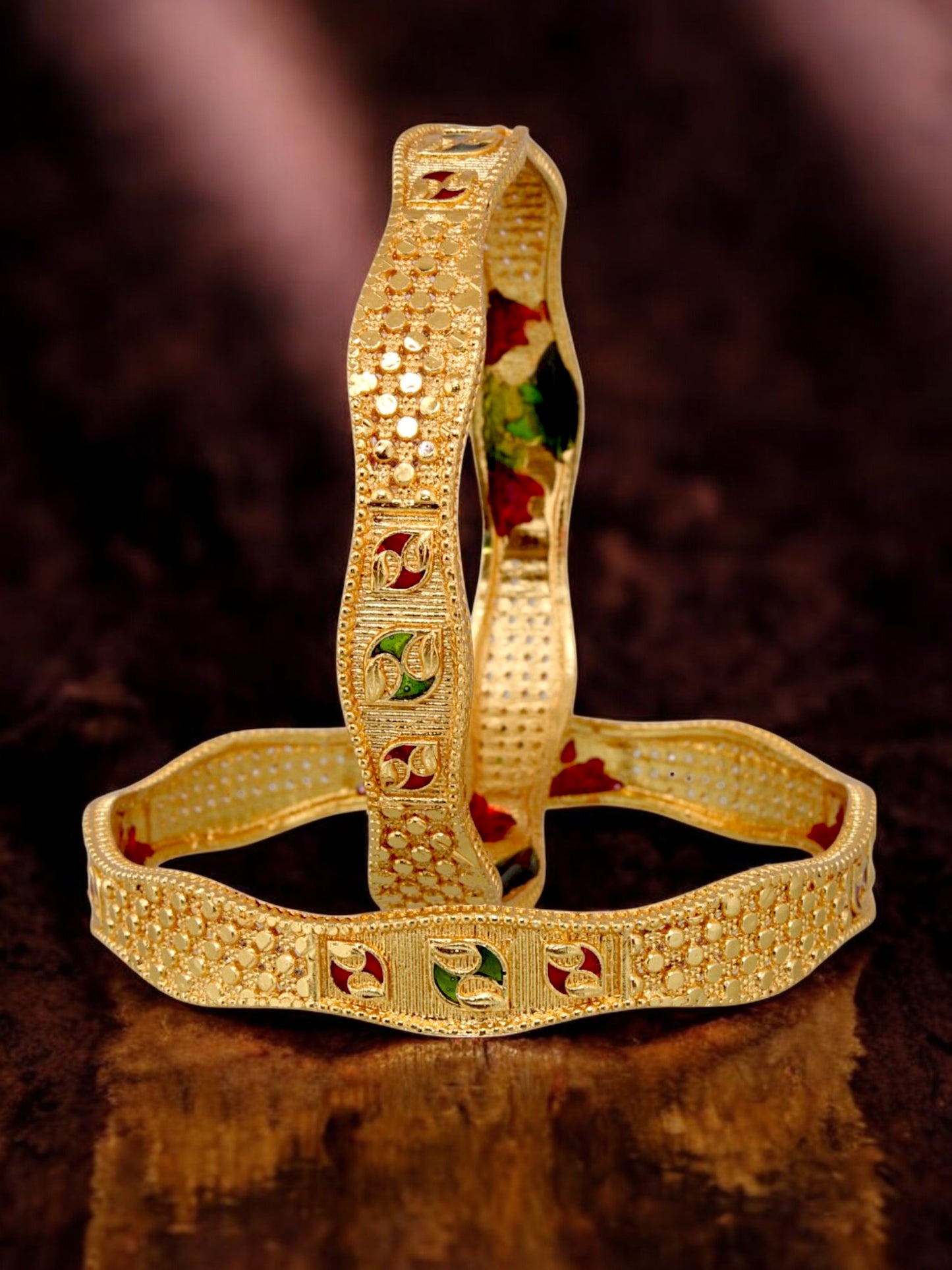 18k One Gram Gold Plated Meenakari Bangles for Women & Girls