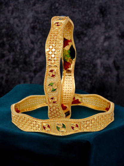 18k One Gram Gold Plated Meenakari Bangles for Women & Girls