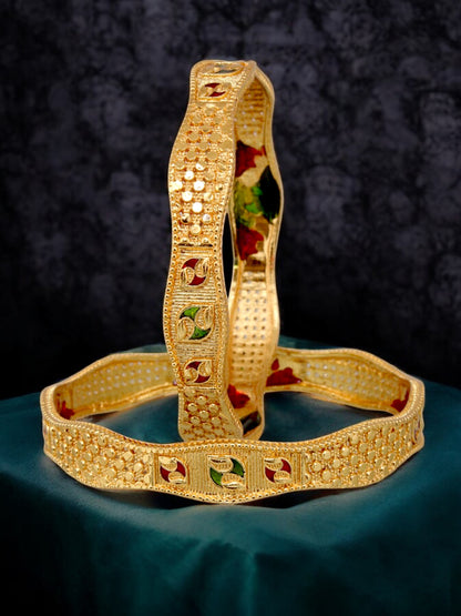 18k One Gram Gold Plated Meenakari Bangles for Women & Girls