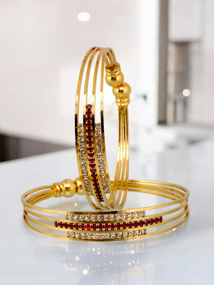 18k One Gram Gold Plated Adjustable Bangle Set for Women & Girls |