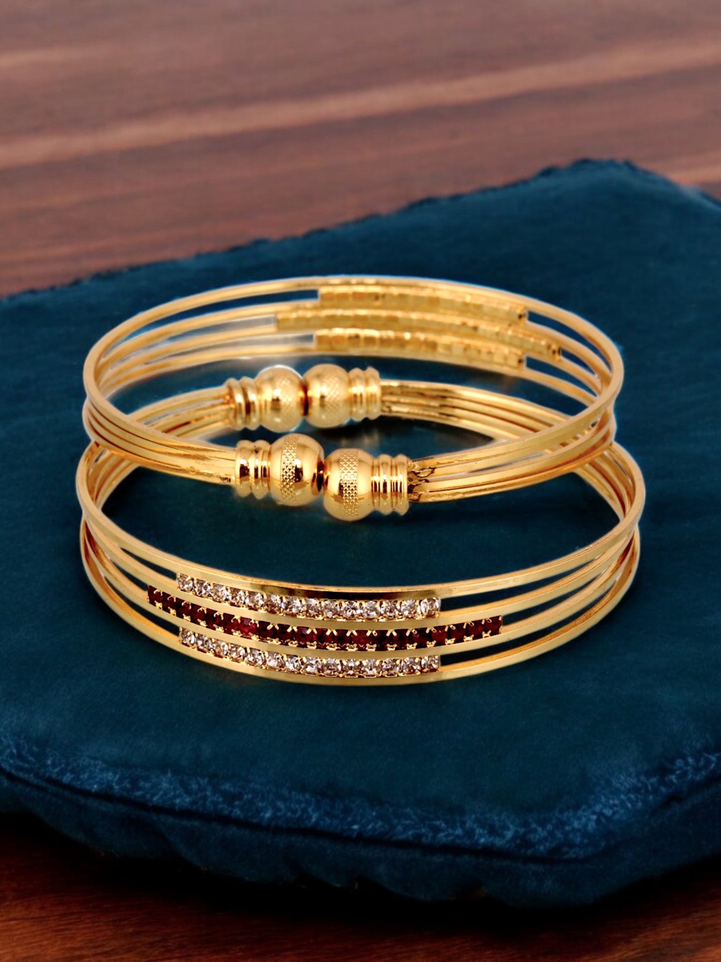 18k One Gram Gold Plated Adjustable Bangle Set for Women & Girls |