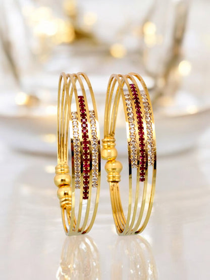 18k One Gram Gold Plated Adjustable Bangle Set for Women & Girls |