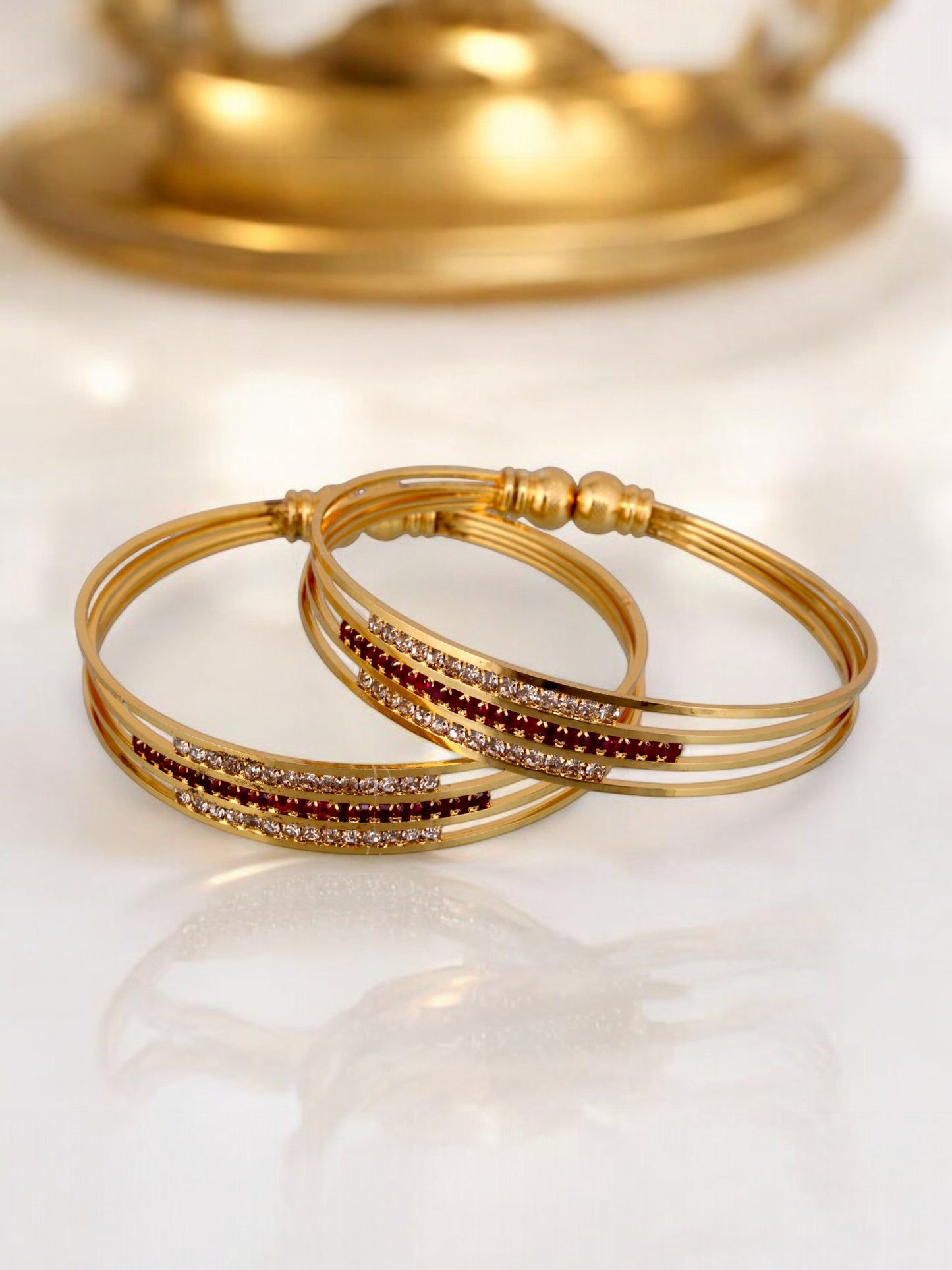 18k One Gram Gold Plated Adjustable Bangle Set for Women & Girls |